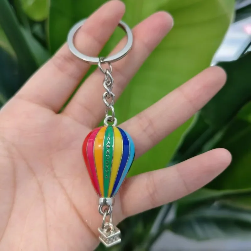 Hot Air Balloon Keychain Cloud Key Ring Enamel Key Chains For Women Men Handbag Accessorie DIY Handmade Jewelry Gifts