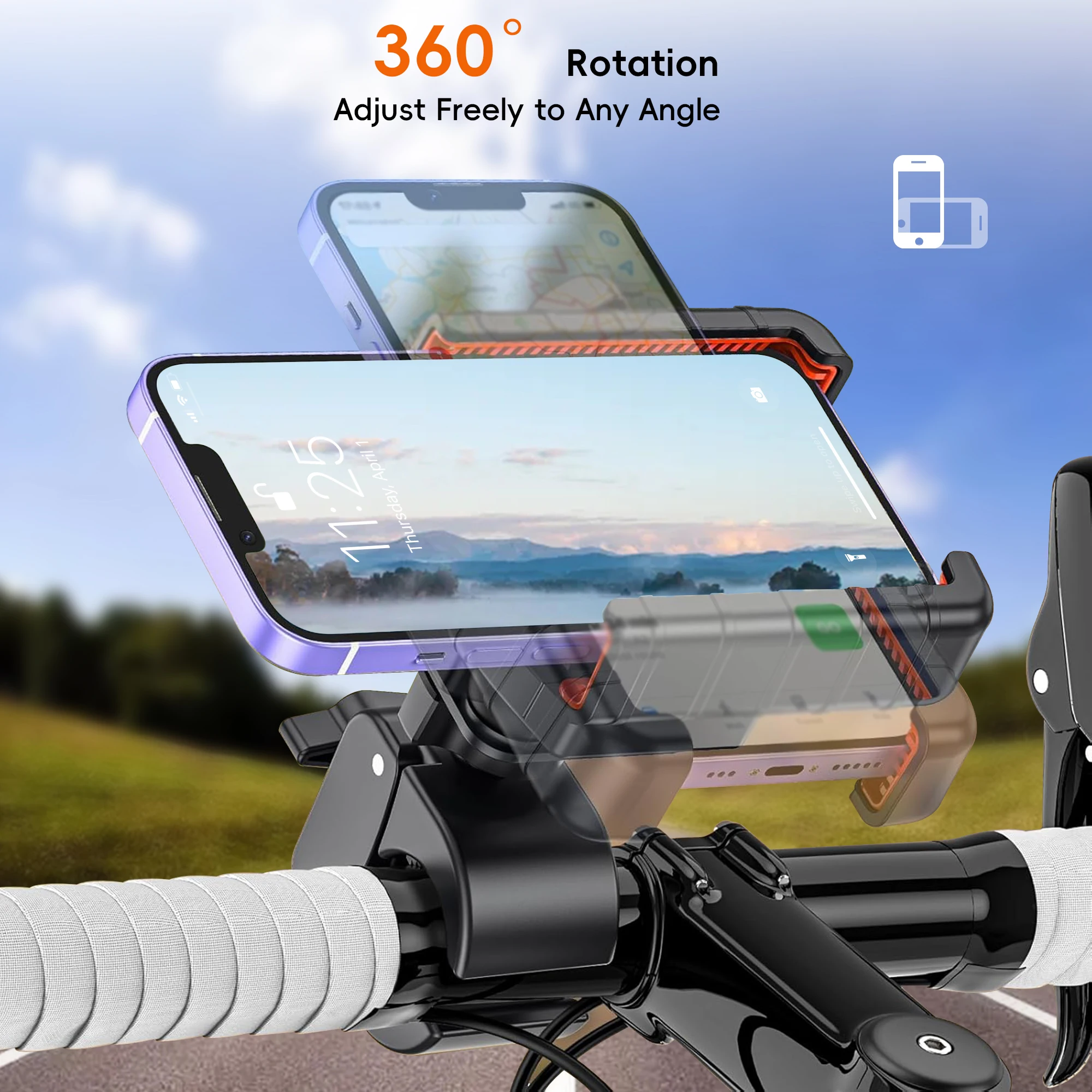 Anti-Vibrations-Handyhalterung, Schnellverschluss Stoßfeste Fahrrad- & Motorrad-Handyhalterung, Passend für iPhone für Fahrer, E-Bike, Kinderwagen – Detail 3