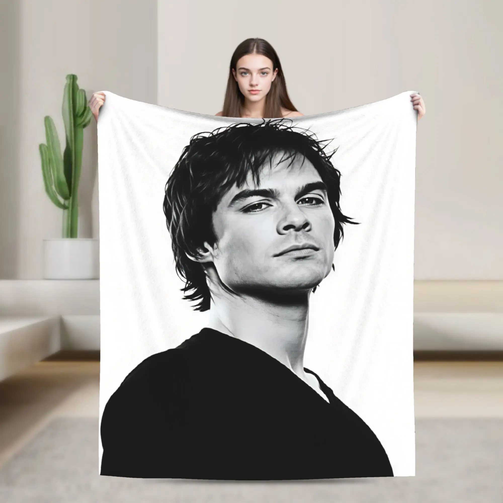 Ian Somerhalder Blanket  Warm Soft Funny Plush Throw Blanket For Living Room Travel Office Flannel Bedspread Bed Cover