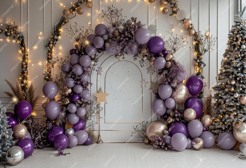 Mehofond 사진 배경 보호 보라색 꽃 풍선, 어린이 생일 파티 케이크 스매쉬 초상화 장식 배경, 사진 스튜디오