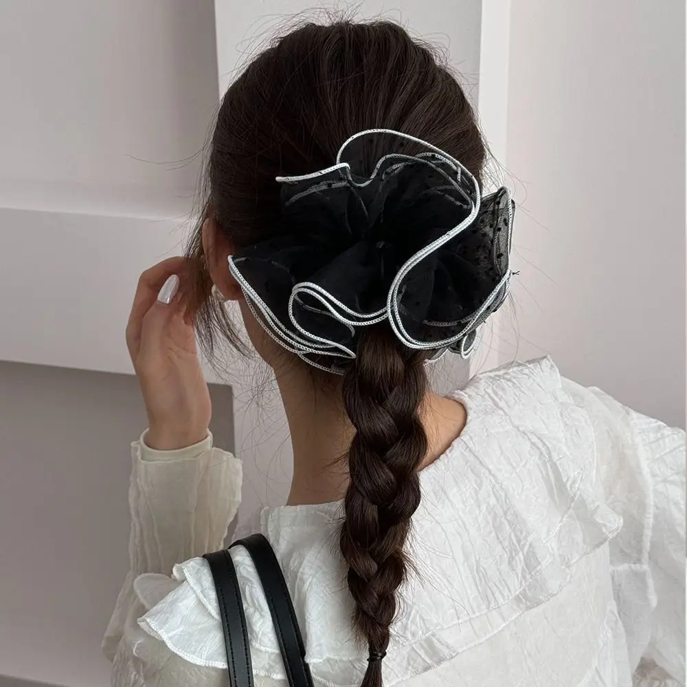 الكورية الصيف الأورجانزا Scrunchies الدانتيل مطاطا مطوي Scrunchies الشيفون الحلو نقطة الشعر الحبال الفتيات