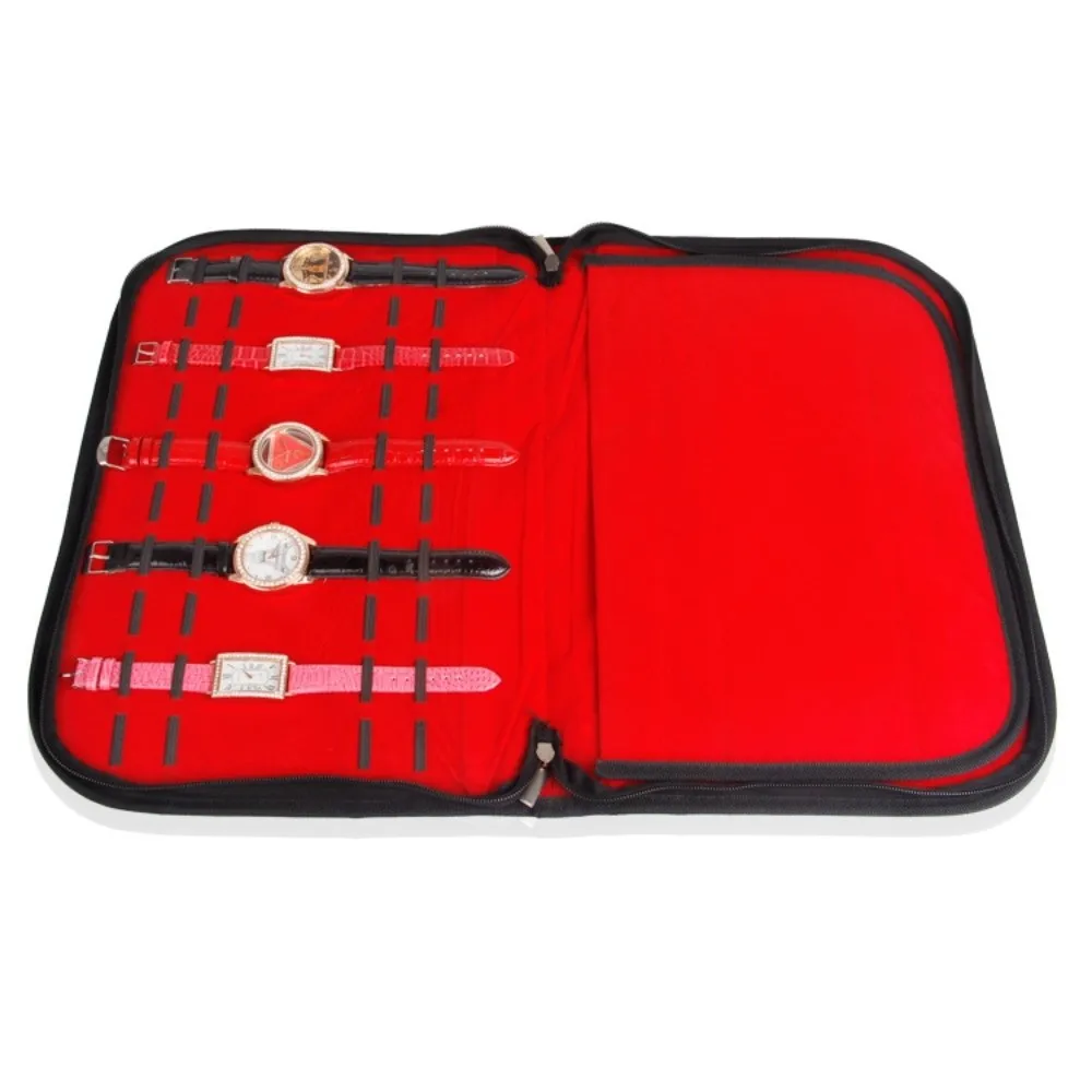 

20 Slot Portable Watch Strap Organizer Multi-function Flannel Watch Travel Case Pouch Leather Display Case Watch Storage Bag