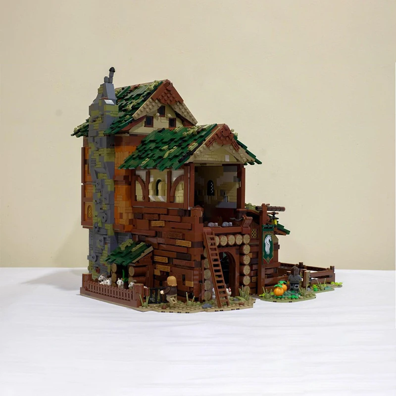 4121 Uds. MOC Granero Medieval arquitectura Retro escénica DIY modelo bloques de construcción juguetes de cumpleaños regalo