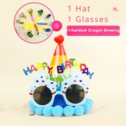 1 Set of 12 Pcs Blowing Out Birthday Party Hat Children's&Girls Funny Baby Cake Decoration Scene Decoration Supplies Birthday