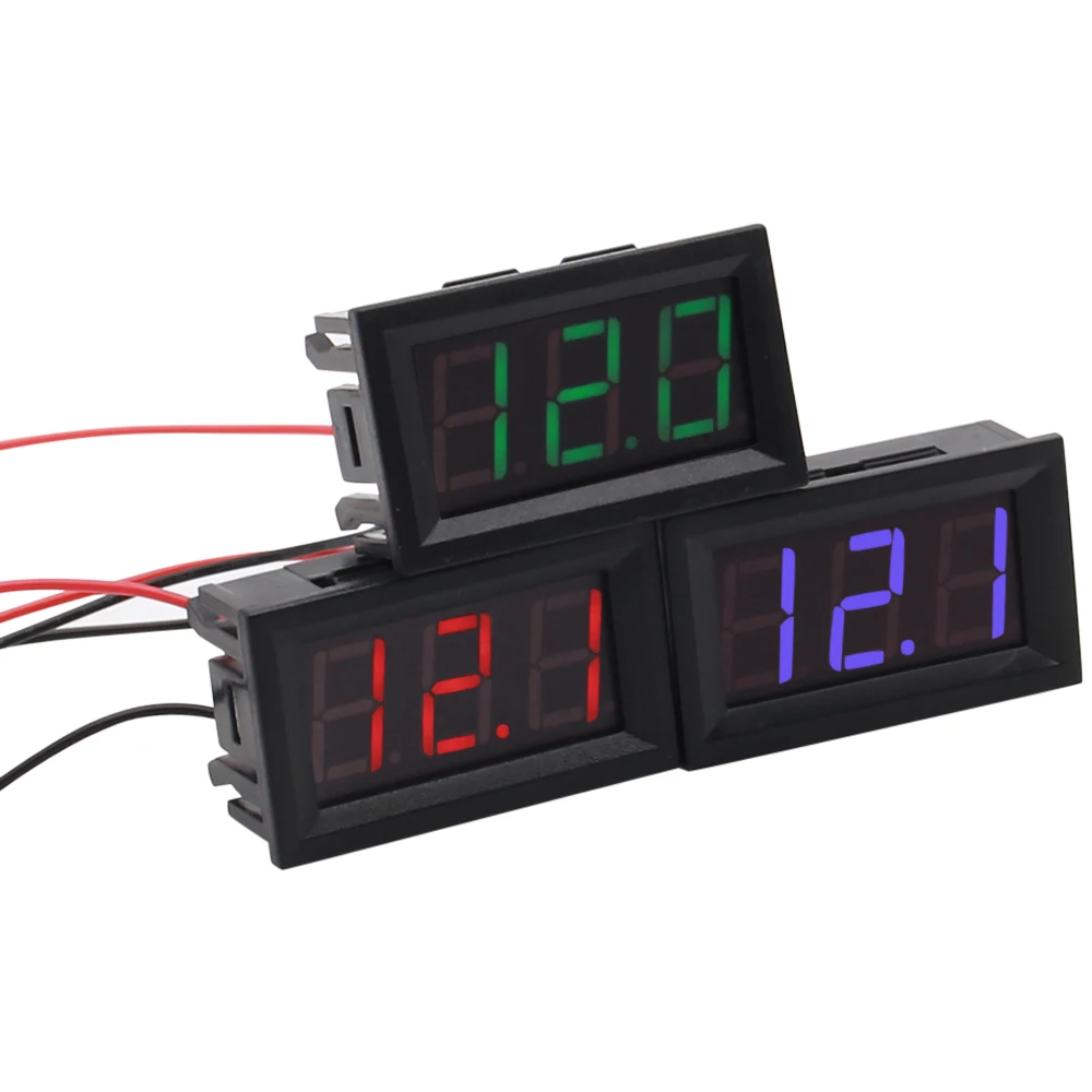 Digital Voltmeter DC 4.5V to 30V Digital Voltmeter Voltage Panel Meter Red/Blue/Green For 6V 12V Electromobile Motorcycle Car