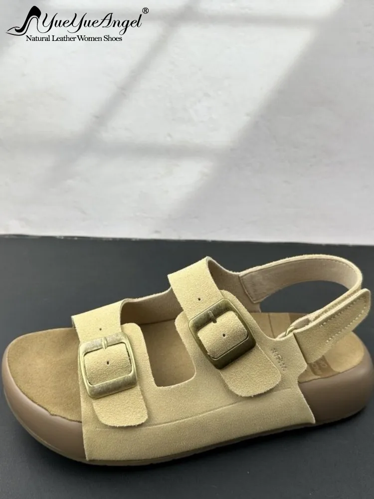 

Новые летние женские сандалии на платформе с открытым носком, на липучке, дышащие, повседневные, из замши, винтажные гладиаторские сандалии