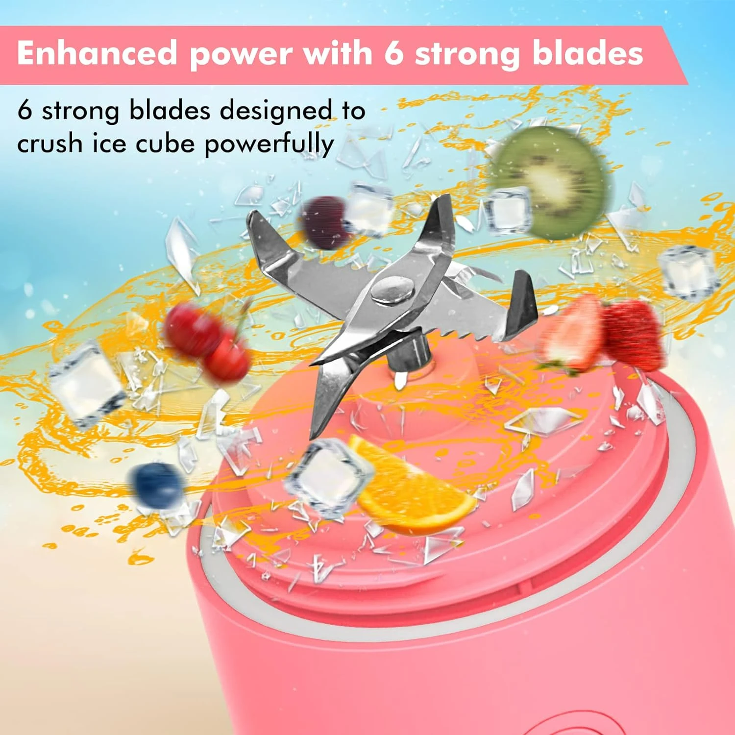 خلاط شخصي محمول عالي الجودة مع 6 شفرات حادة - مثالي للمنزل والمطبخ والسفر - مريح ومتعدد الاستخدامات 20