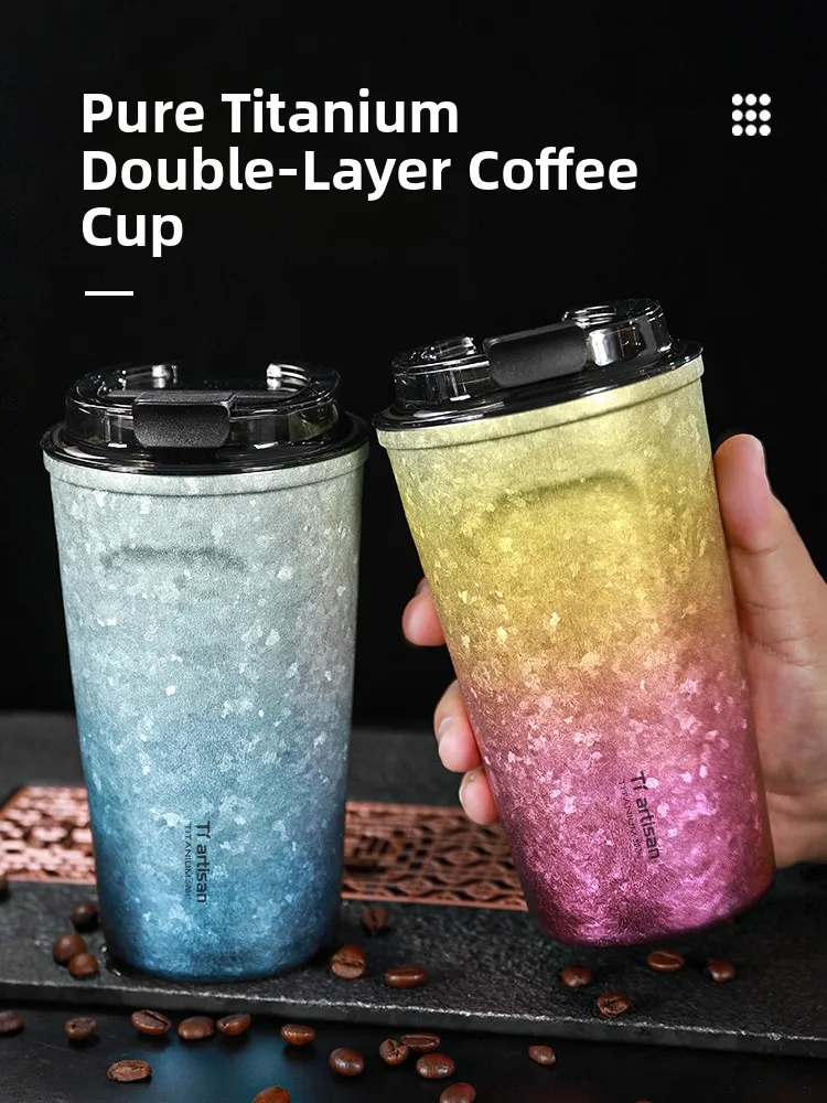 

Tiartisan Pure Titanium Coffee Cup Large Capaci Thermal Travel Mug Anti-scald High End Titanium Canion Cup for Cam A...
