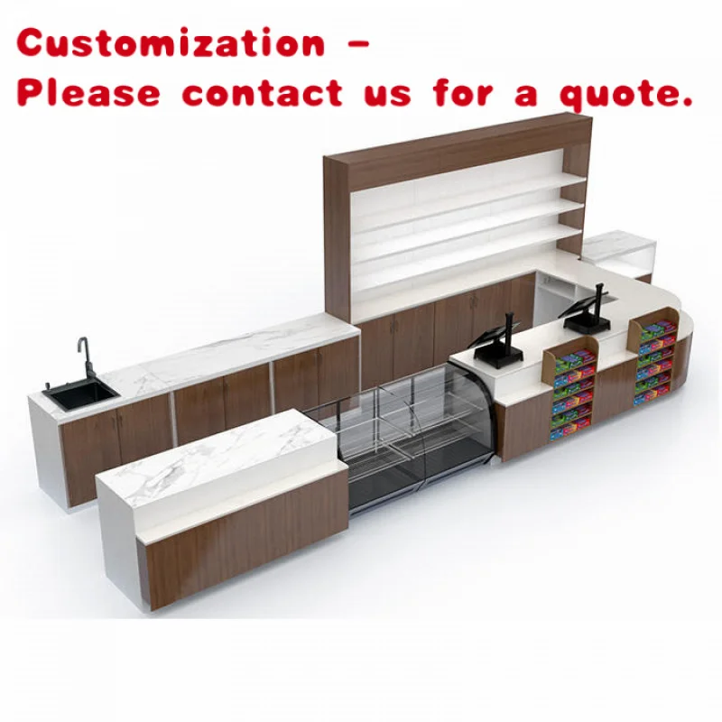 custom.Custom Wooden Sweets Cafe Shop Furniture Glass Bakery Shop Display Showcase Design Marble Coffee Shop Bar Counter Sal