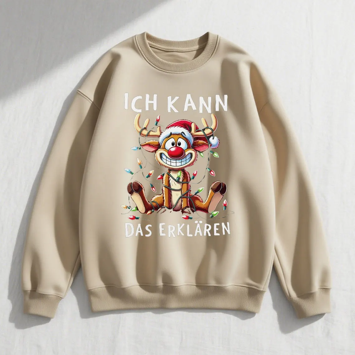 هيرين Weihnachten Reniter Elch Comicstil عيد الميلاد SpruchHoody عادية طاقم الرقبة عادية لينة مريحة ريترو كم طويل تصميم المحملة #5