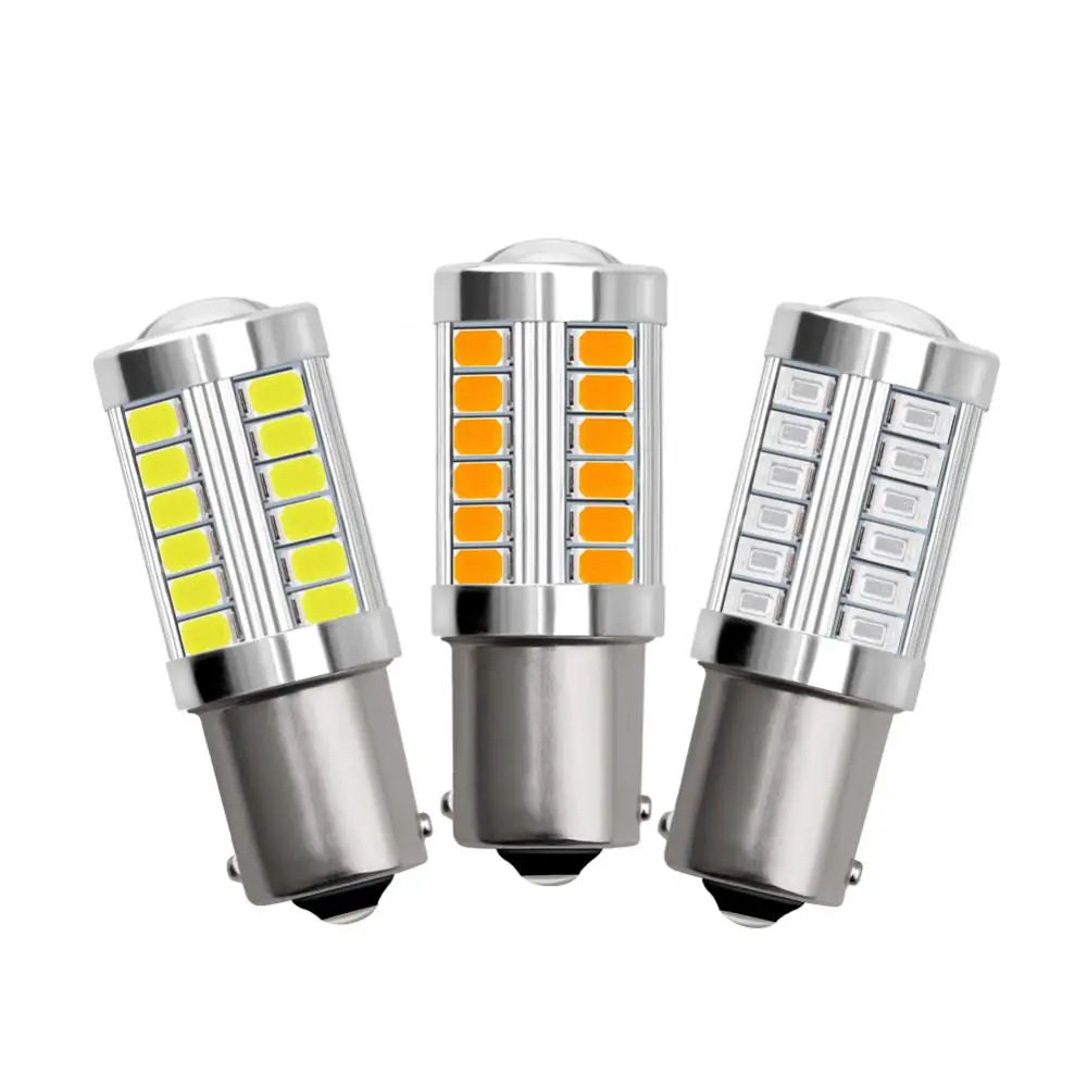 2/4/6 PCS P21W 1156 BA15S 1157 BAY15D LED Bulbs Turn Signal Lights 12V 5630-33SMD 7000K White Reverse Parking Backup Brake Lamps