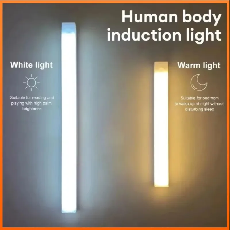 30cm motion sensor LED strip light USB-C rechargeable stick design, wireless under cabinet lamp ideal for wardrobe,