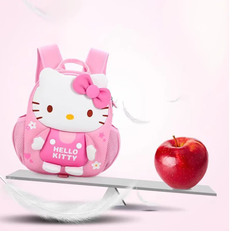 Hello Kitty lindo dibujo animado adecuado para niños de 3 a 5 años cómodo PU gran capacidad mochila ligera regalo