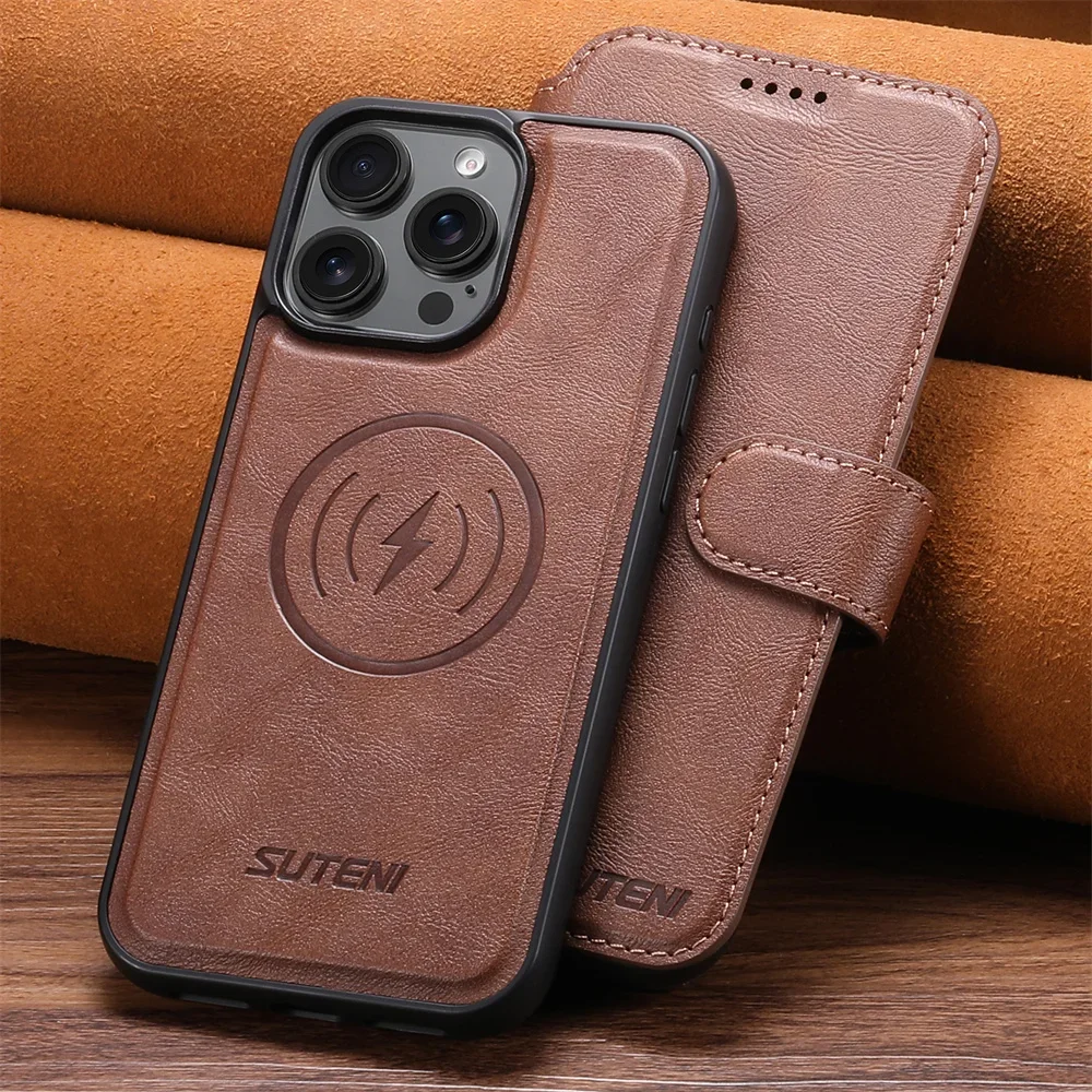 

Detachable Magnetic Wallet Case Card Holder Phone Case for IPhone 16 15 14 Plus 13 12 Pro Max Flip Leather Protective Cover