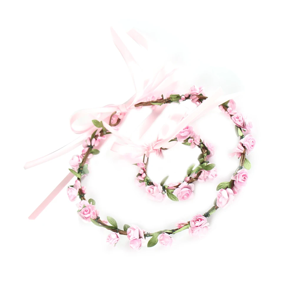 

Flower Hair Hoop Party Headdress Cosplay Beach Wedding Hairband Wristband Decor Lightweight Non Slip Premium Material