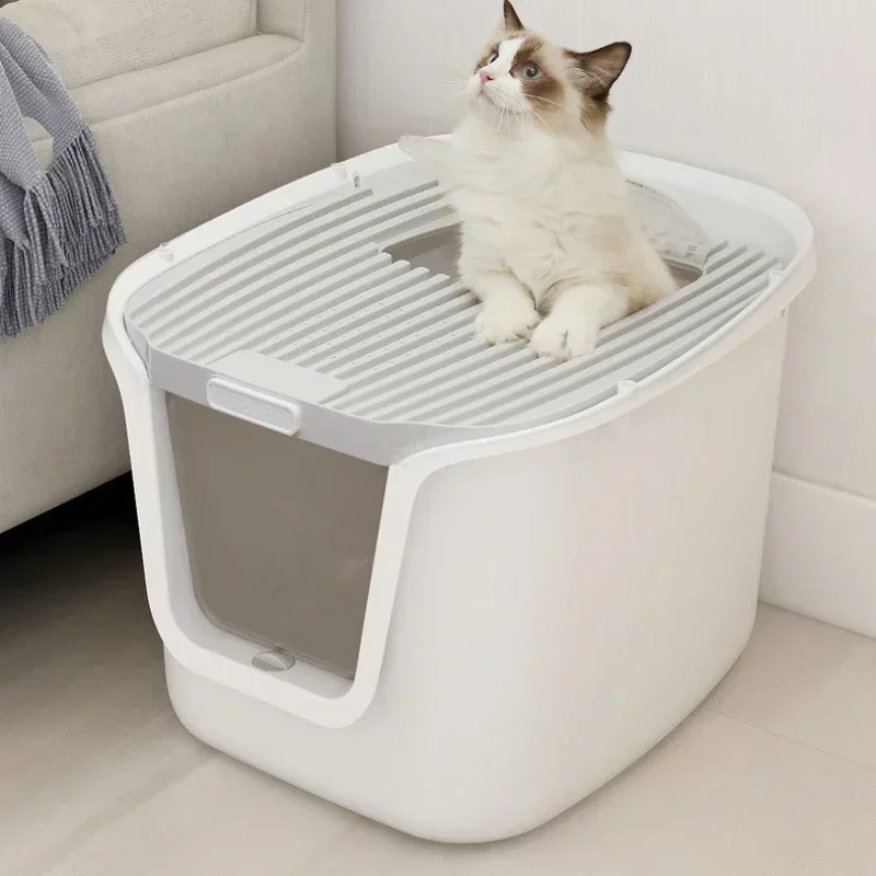 High Value Cat Litter Box Super Large Space Cat Toilet Lift Cover Clean Cats Sandbox Multi-directional Access Litter Cat Box