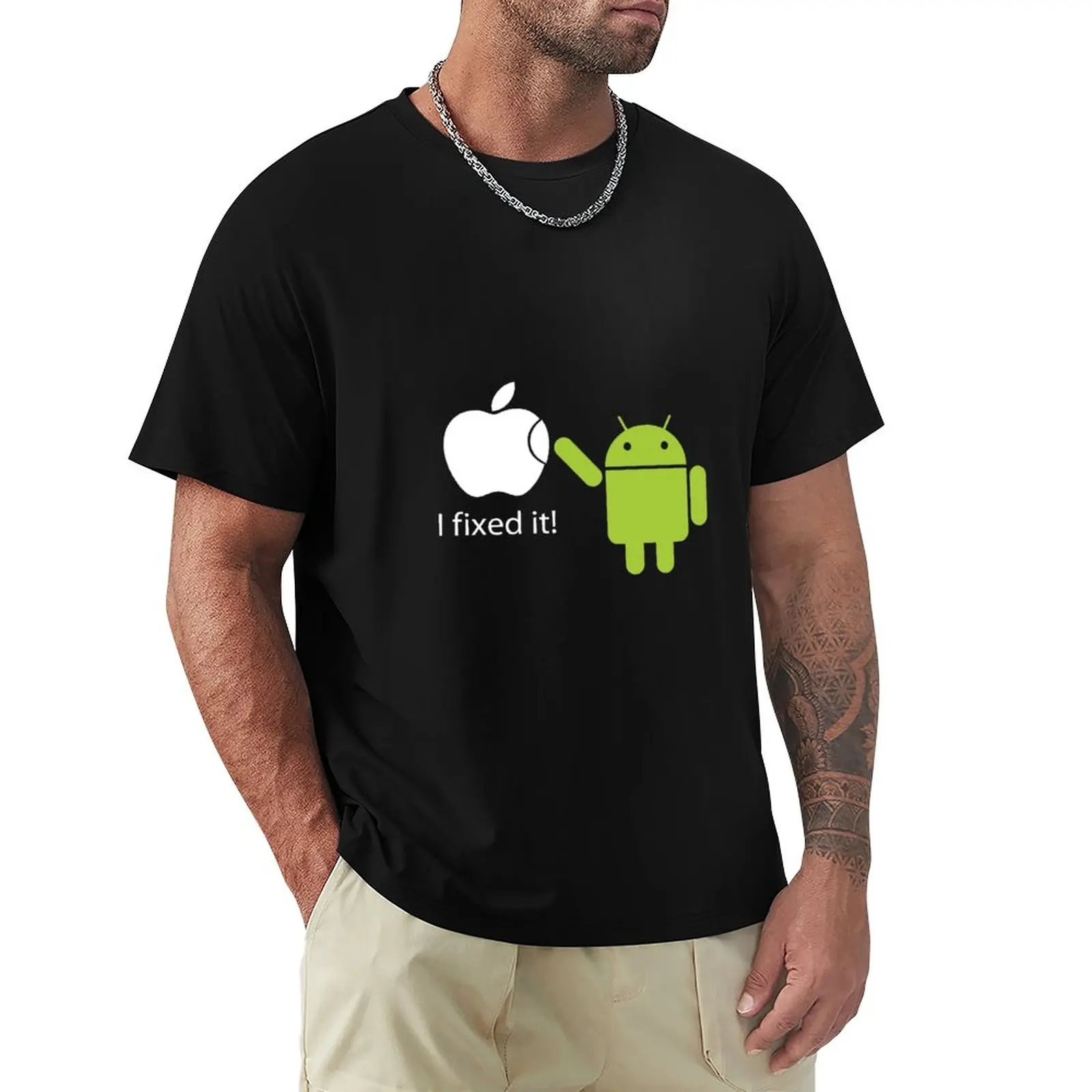 I Fixed It - Android vs Apple T-Shirt anime clothes aesthetic clothes black t shirts mens T-Shirts