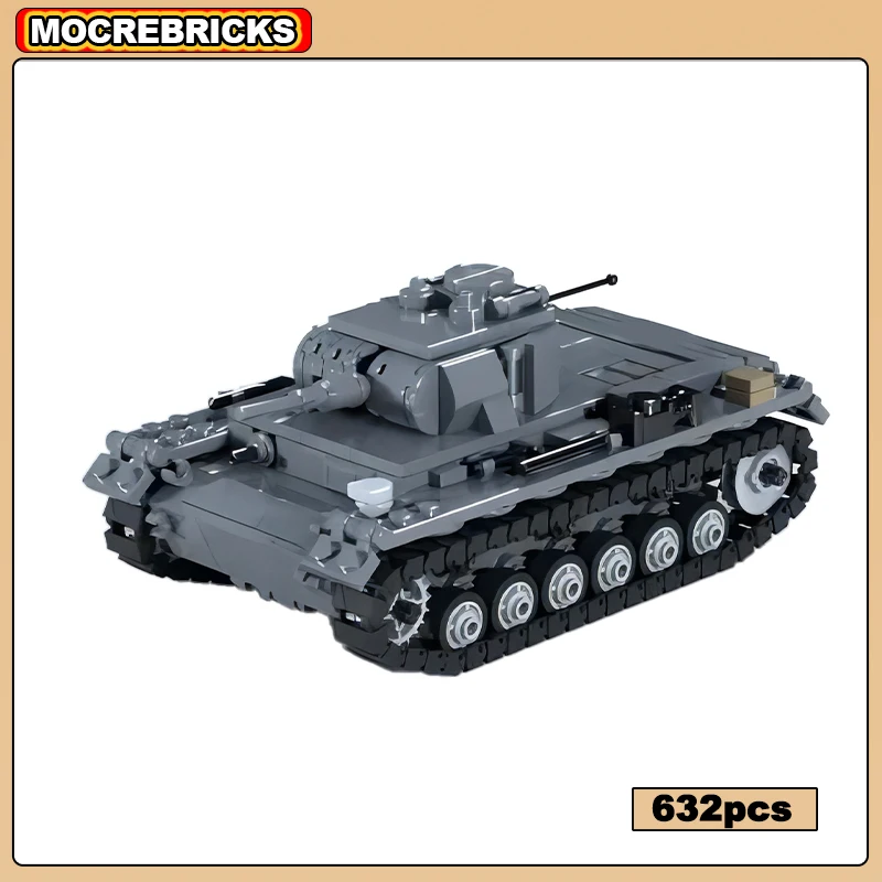 WW2 Military Army Weapon Panzer III Ausf.E Military Battle Tank Middle Armored Vehicle MOC Building Blocks Model Kid's DIY Toys