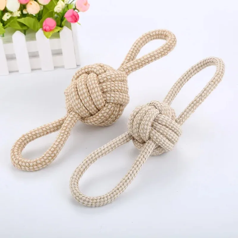 Dog Rope Ball For Small Medium Dogs Outdoor Training Toy For Dogs Teeth Cleaning Tug Toy Teeth Interactive Knot Rope