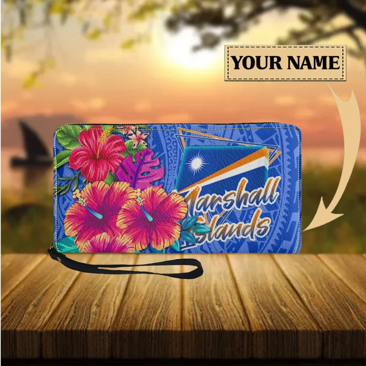 

Polynesian Hibiscus Women Wallet Long Purse Woman Marshall Island Design Casual Portable Card Holder for Ladies Multifunction