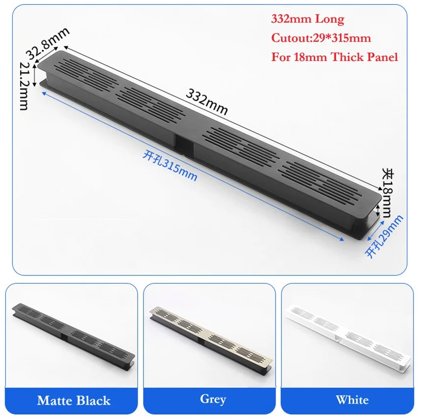 2Pcs Aluminum Rectangular Cabinet Air Vent Grille Cover With Plastic Back Trim