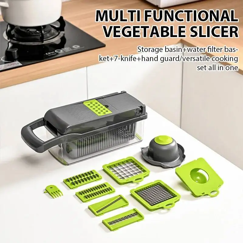 

16 IN1 Mandoline Slicer Veggie Food Chopper Vegetable Cutter Tomato Carrot Grater Cheese French Onion Shredders Kitchen Tool