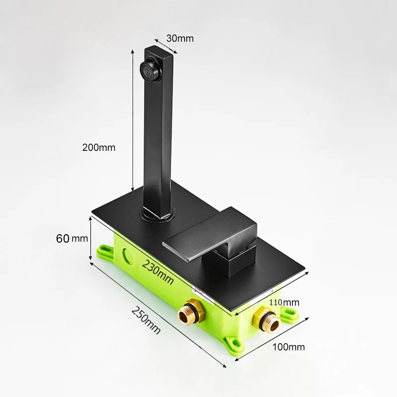 BAKALA Luxury Matte Black Bathroom Faucet Basin Sink Tap Wall Mounted Square Brass Mixer Tap LT-320BR