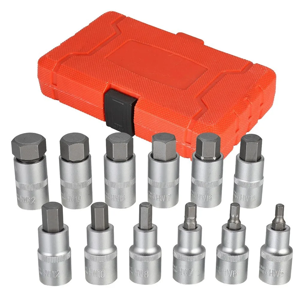 12-teiliger Vierkant-Steckschlüssel-Satz 1/2'' Schlagschrauber-Sechskant-Bit-Set H5 H6 H7 H8 H10 H12 H14 H16 H17 H18 H19 H22 Reparaturwerkzeug-Set – Detail 1