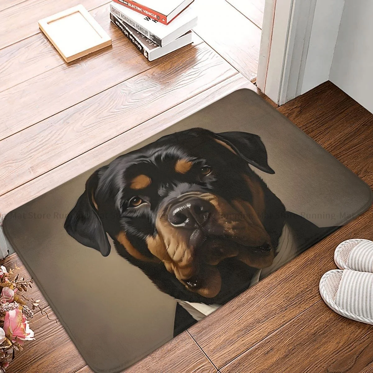 Rottweiler Dog Non-slip Doormat Kitchen Mat Dapper Rottweiler Portrait Art Floor Carpet Welcome Rug Home Decor