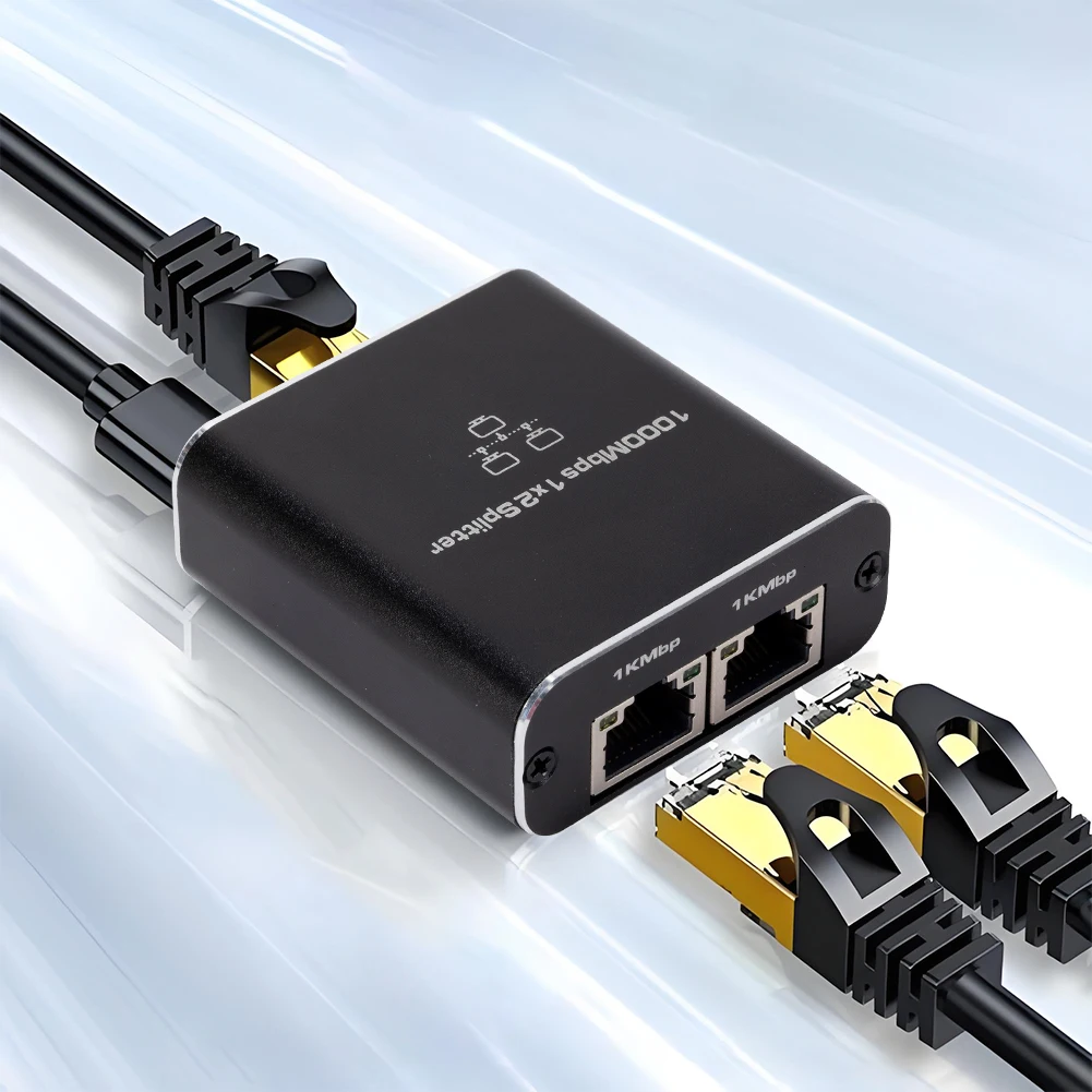 Gigabit Ethernet Splitter 1 To 2 1000Mbps Internet Splitter RJ45 Splitter LAN Splitter for PC TV Box Router Sharer