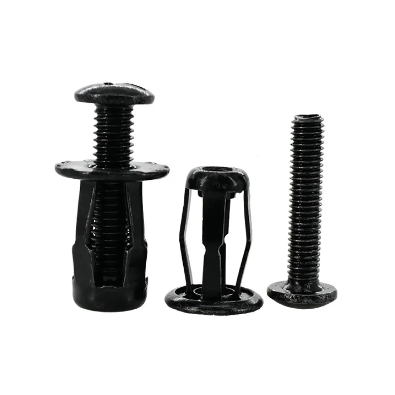 10/50Pcs Black Zinc Petal Nut Hollow Tube Cross Disc Head Machine Wire Expansion Screw M4‑M8 Nut Combination Fastener Kit