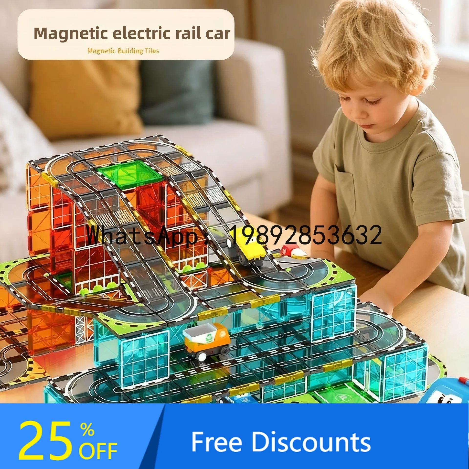 Magnetic Building Blocks Strong Magnetic Electric Track Car City Traffic Construction Colorful Window Children's Educational Toy