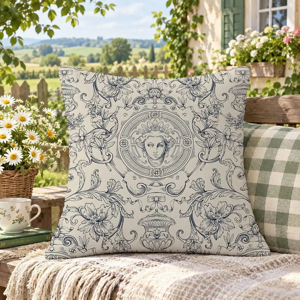 Style Vintage V-Vintage Cushion Cover Soft Short Plush Anti-Mite Sofa Bedroom Den Car Dorm Decor Gifts