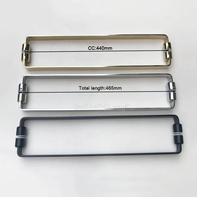 Brand New European 304 Stainless Steel Bathroom Door Handles Pair Mount Glass Door Pulls Handles Hole Spacing 440mm for 6~12mmm