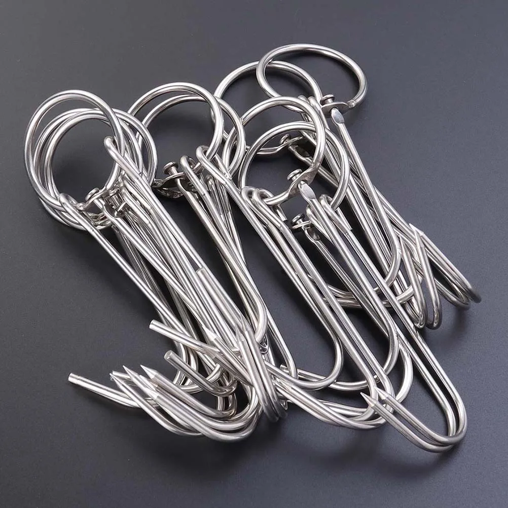 

6Pcs Stainless Steel Double Meat Hooks 3.5cm Diameter 24.5cm Length Heavy Duty Rust-Resistant Bbq Grill Meat Hanging Hooks