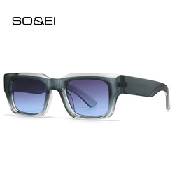 SO&EI Fashion Square Gradient Sunglasses Men Punk Wide Legs Eyewear Shades UV400 Retro Brand Designer Women Sun Glasses