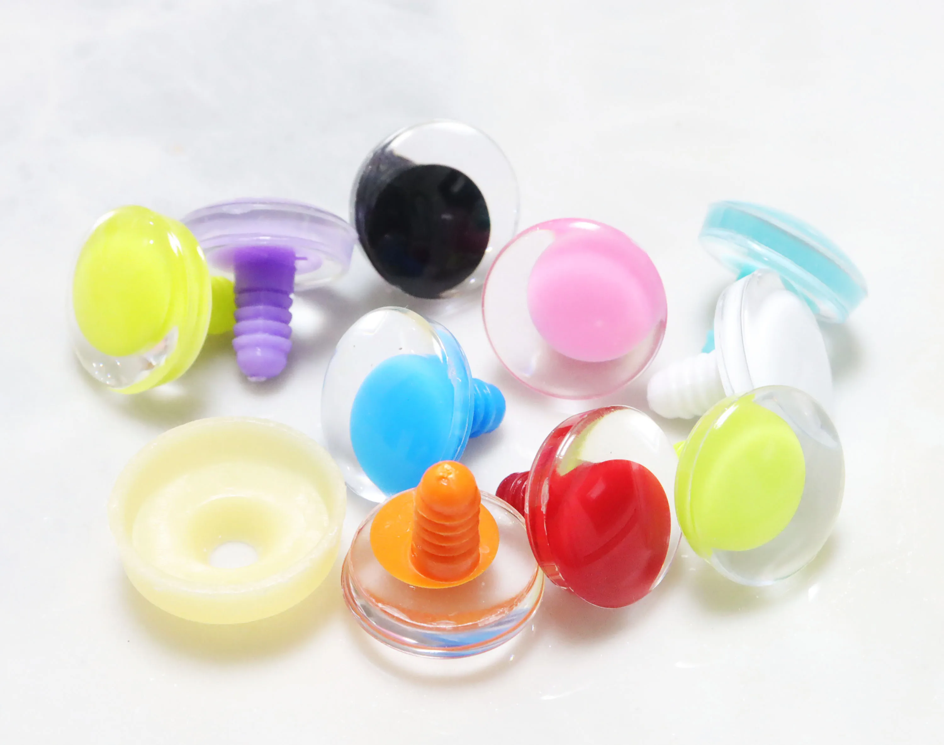 mix 10colors pupil clear colorful safety eyes  25mm 30mm 3D Comical round gliter toy eyes with hard washer with glitter