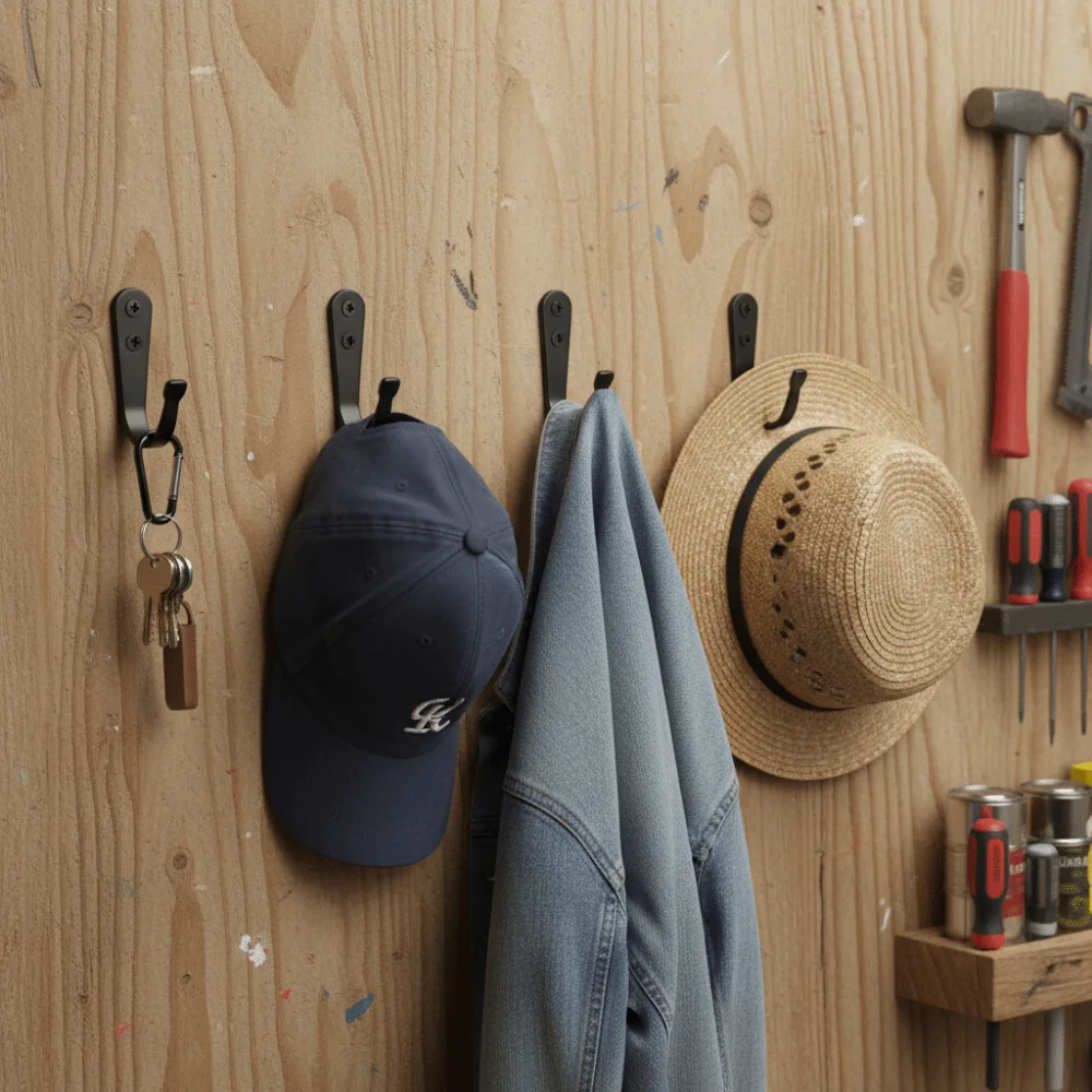 10Pcs Retro Style Wall Mounted Coat Hooks Iron Household Clothes Storage Rack Rustproof Metal Wall Hanging Hook Bathroom Use