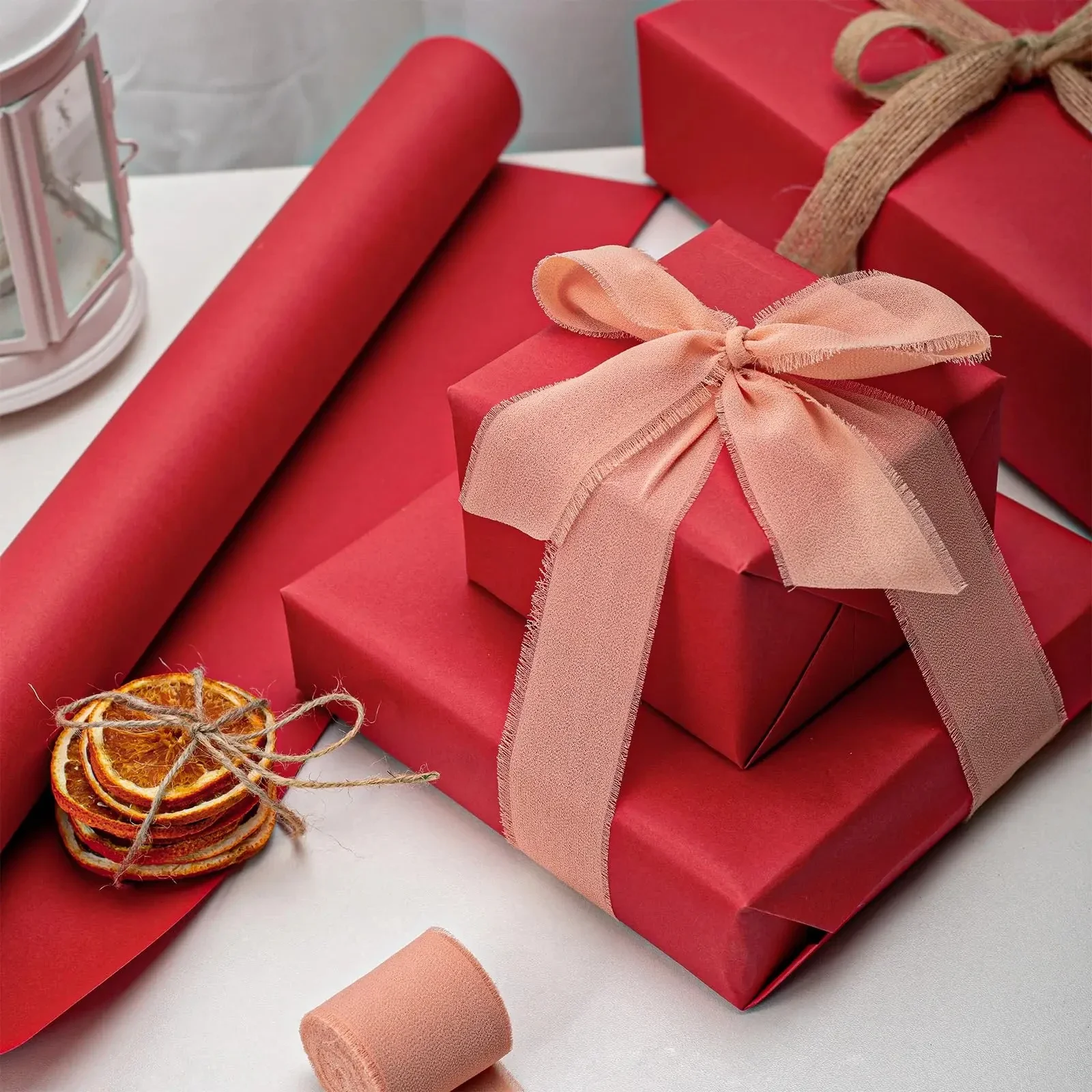 Red Kraft Paper Roll for Gift Wrapping Moving Packing Red Paper Roll for Painting DIY Flowers And Gifts Environmental Paper