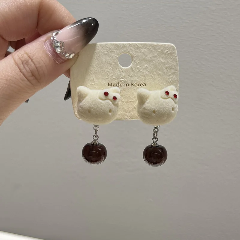 

Sweet Hello Kitty Anime Kawaii MINISO Ins Fashion Delicate Earrings Cute All Match Student Decoration Pendant Gifts for Girls