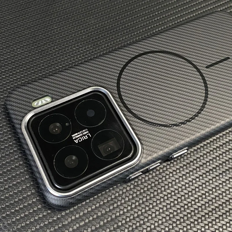 Alloy Camera Lens Carbon Fibre Texture Phone Case For Xiaomi Mi 15pro 15 14 Ultra 14Pro Magnetic Charge PC Hard Protective Cover