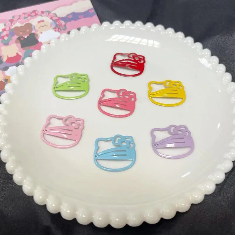 

10 шт., заколка Sanrio Hello Kitty Bobby Pin, аниме, аксессуар для волос на затылке, милая заколка для волос в форме сердца для девочек, кавайный подарок
