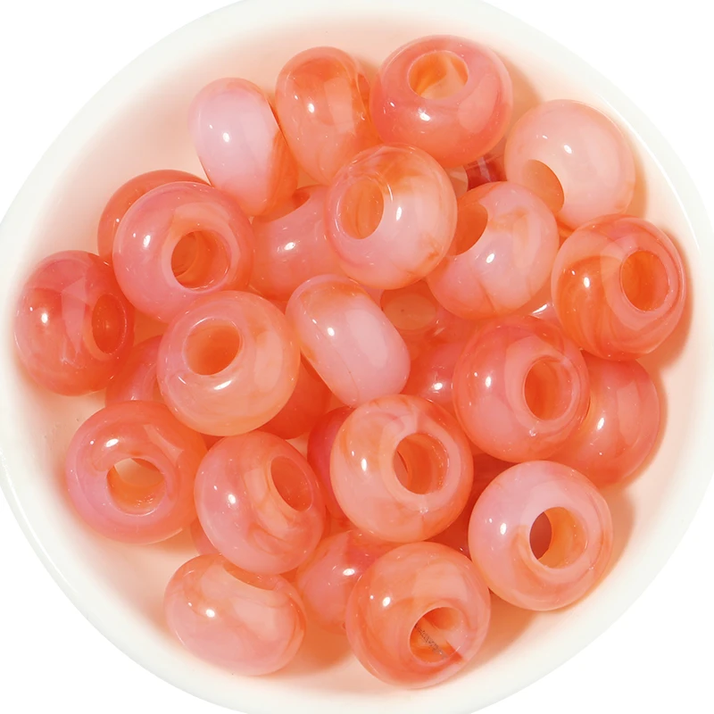 50 teile/los Bunte Runde Acryl Perlen Großes Loch Lose Spacer Perlen Für Schmuck Machen DIY Halsketten Armbänder Zubehör