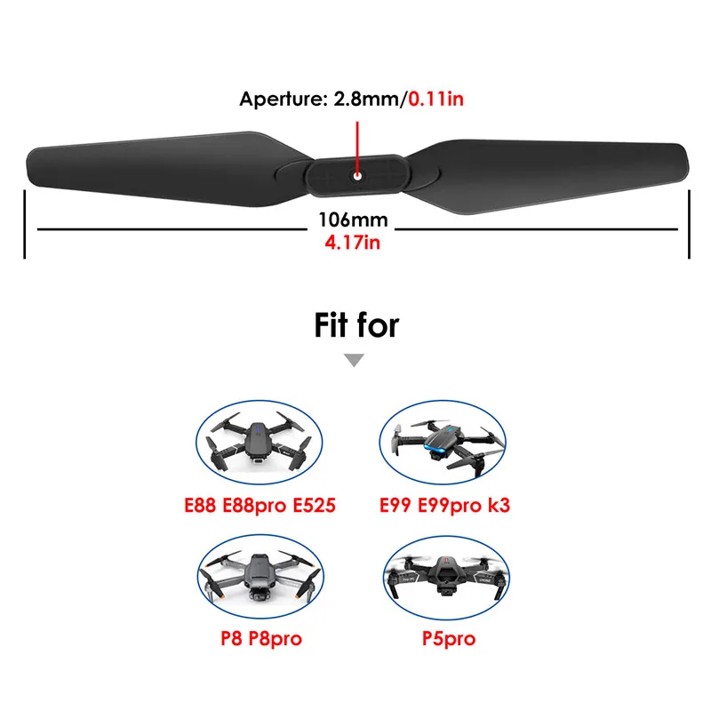 4PCS Folding Propeller For E88 E88PRO E88MAX E525 E99 E99PRO P1 P5PRO K3 S1 P8 Remote Control Drone Quadcopter Spare Blade