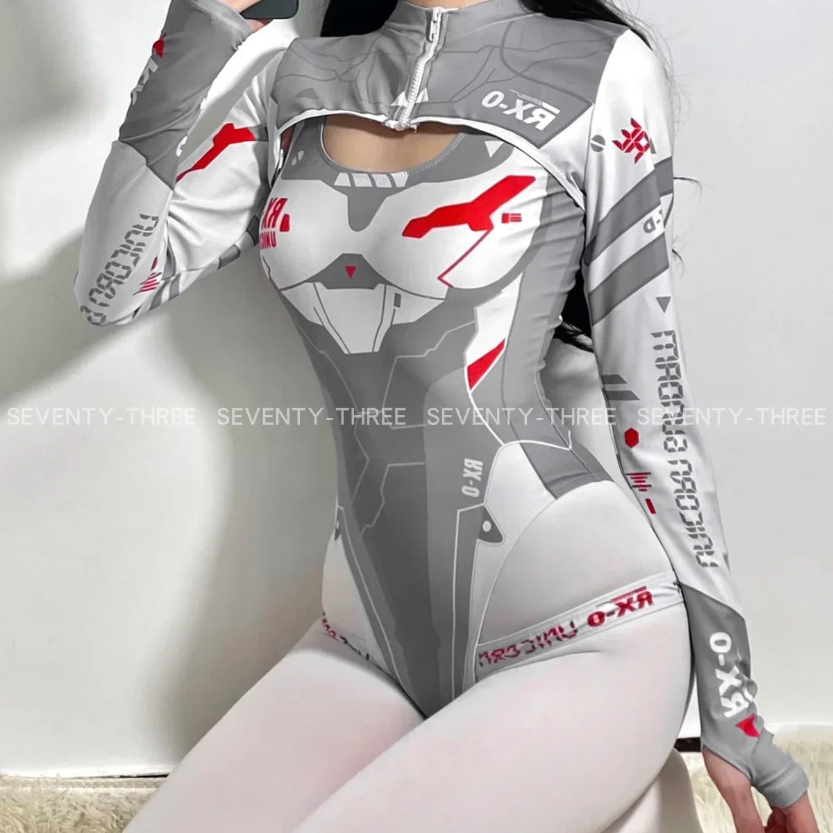 

Punk Game Anime Girl Cyber Mechanical Rabbit RX-0 Cosplay Grey Sukumizu Women Costumes Swimwear Sport Lingerie Bodysuit Gift Bag