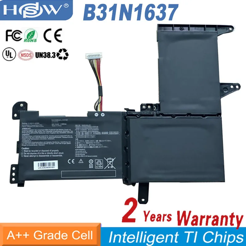 

11.52V 42Wh B31N1637 Laptop Battery ASUS VivoBook 15 X510UA S510UA S510UF F510U S5100U S5100UQ X510UN-1A