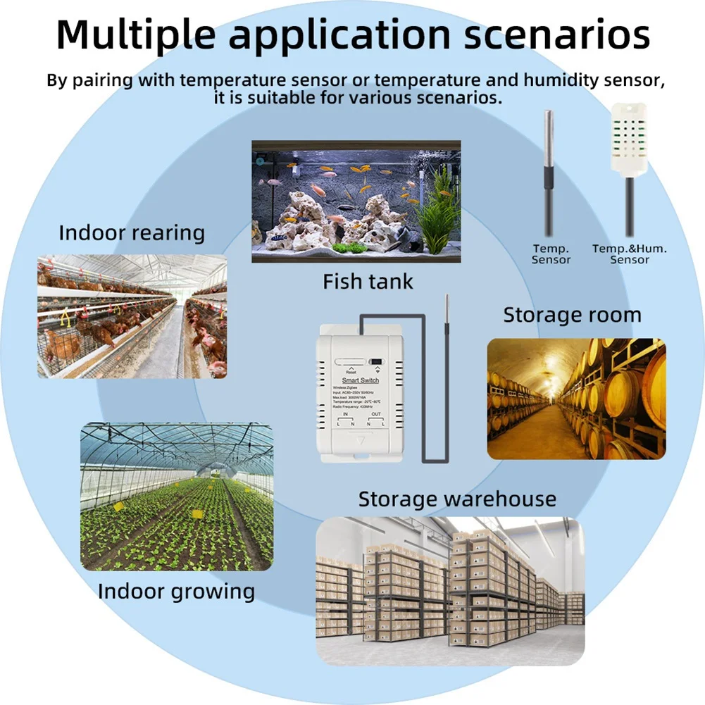ABGI-Tuya Zigbee interruptor de temperatura 16A termostato inalámbrico inteligente con Sensor de temperatura de 1M compatible con Control de voz