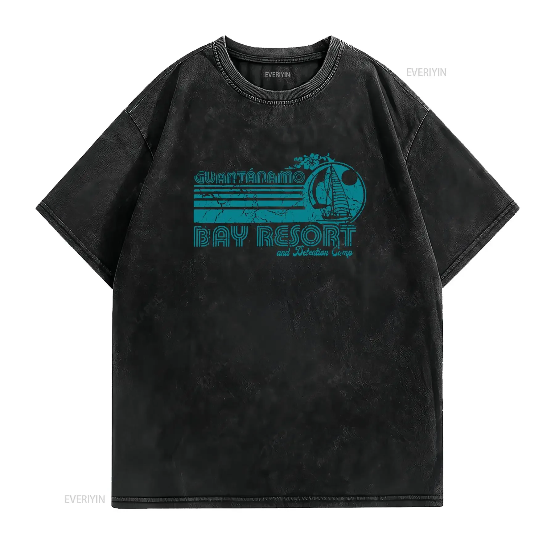 Guantanamo Bay Resort T Shirt Funny Mens s Novelty vintage Washed Stylish designer clothes Top For Everyday Wear Breathable