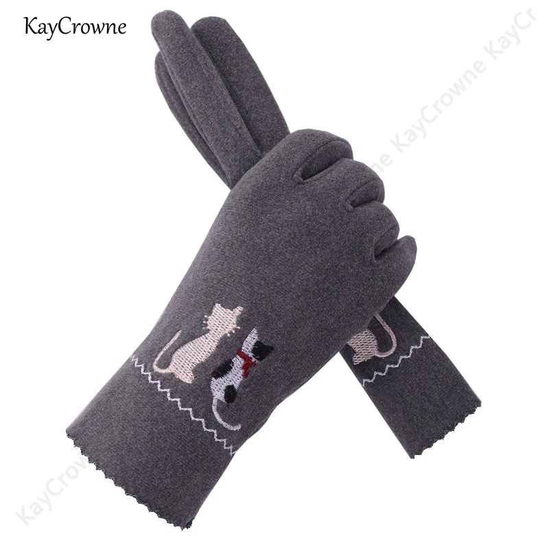 New Fashion Cute Cat Dog Cartoon Grace Lady Glove Winter Women's Gloves Elegant Touch Screen Warm Windproof Riding Gloves Mitten