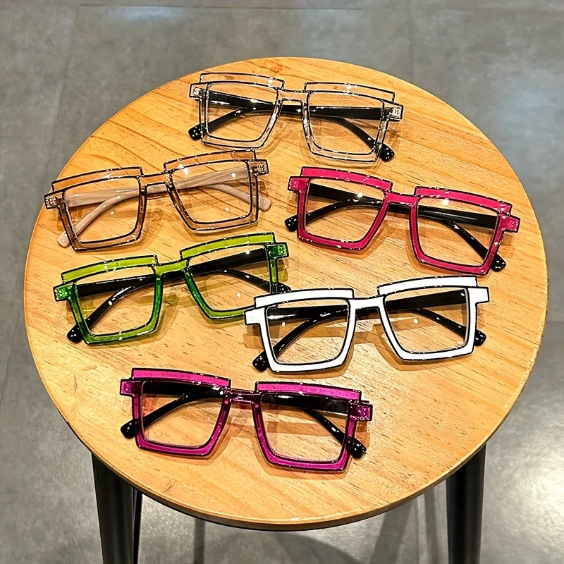 Shining Eye Square Clear Lens Glasses Anime Candy Color Fashion Cosplay Costume Glasses Computer Spectacles For Women Men